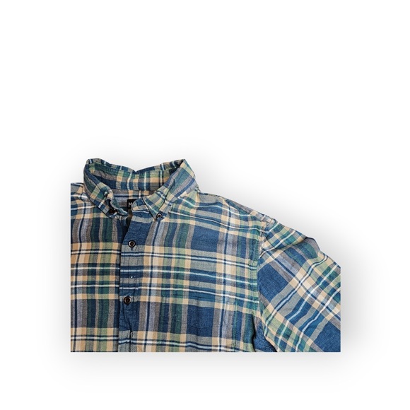 J. Crew Mercantile Slim Fit Plaid Button Down Shirt Blue Green Medium - Picture 3 of 5